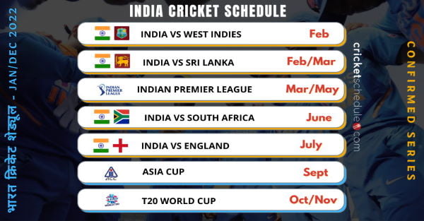 India Cricket Schedule 2022: Upcoming T20s, ODIs & Tests Series ...