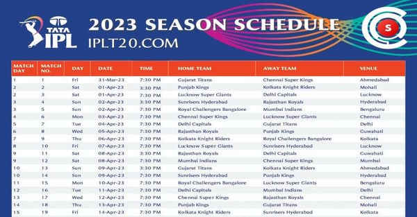 india premier league schedule